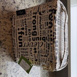 Kate Spade Black and Cream Typography Lunch Tote
